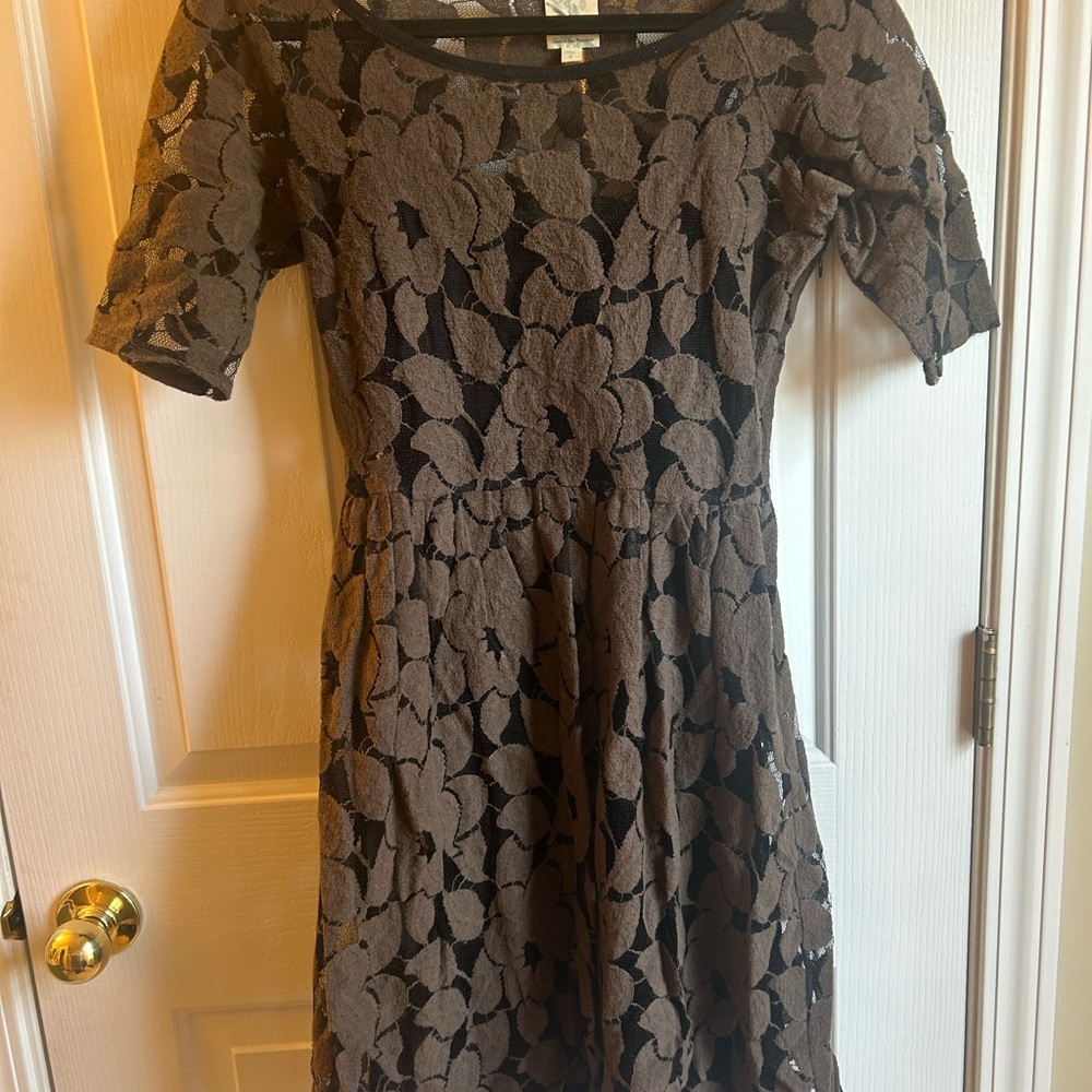 Anthropologie Brown Lace with Black Slip Mini Dress Size Small Weston Wear - Picture 2 of 8
